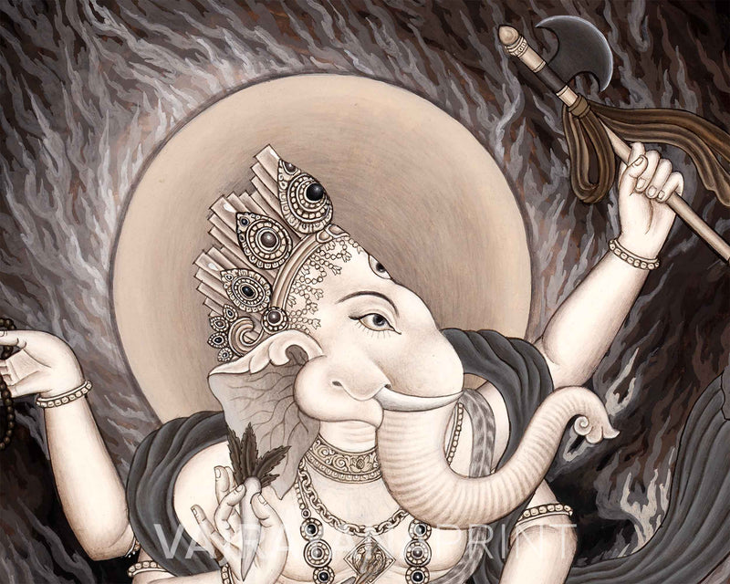 High-Quality Giclee Print For Praying To Ganesha | Newari Paubha Print For Ganesh Chaturthi