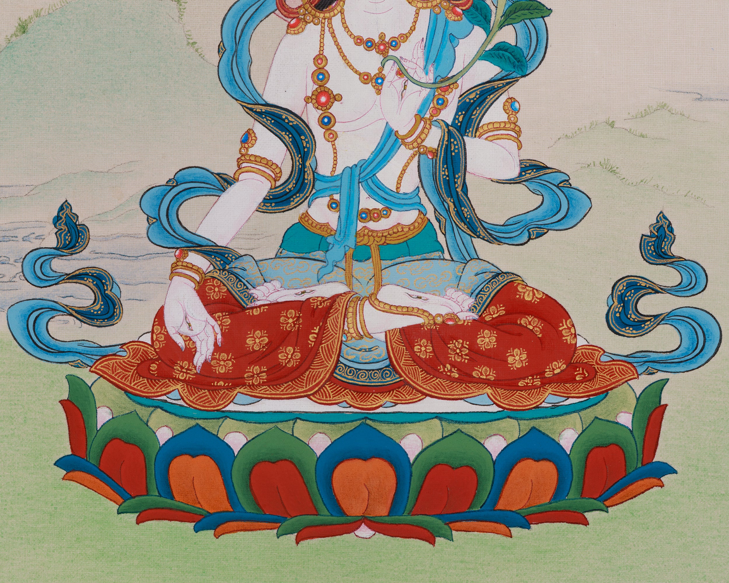 Sita Tara Longevity Deity Thangka | Symbolized Healing, and Protection | White Tara