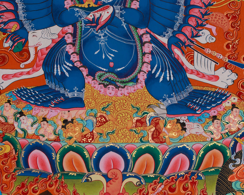 Wrathful Yidam Yamantaka Thangka | The Conqueror of Death | Traditional Tibetan Vajrayana Art