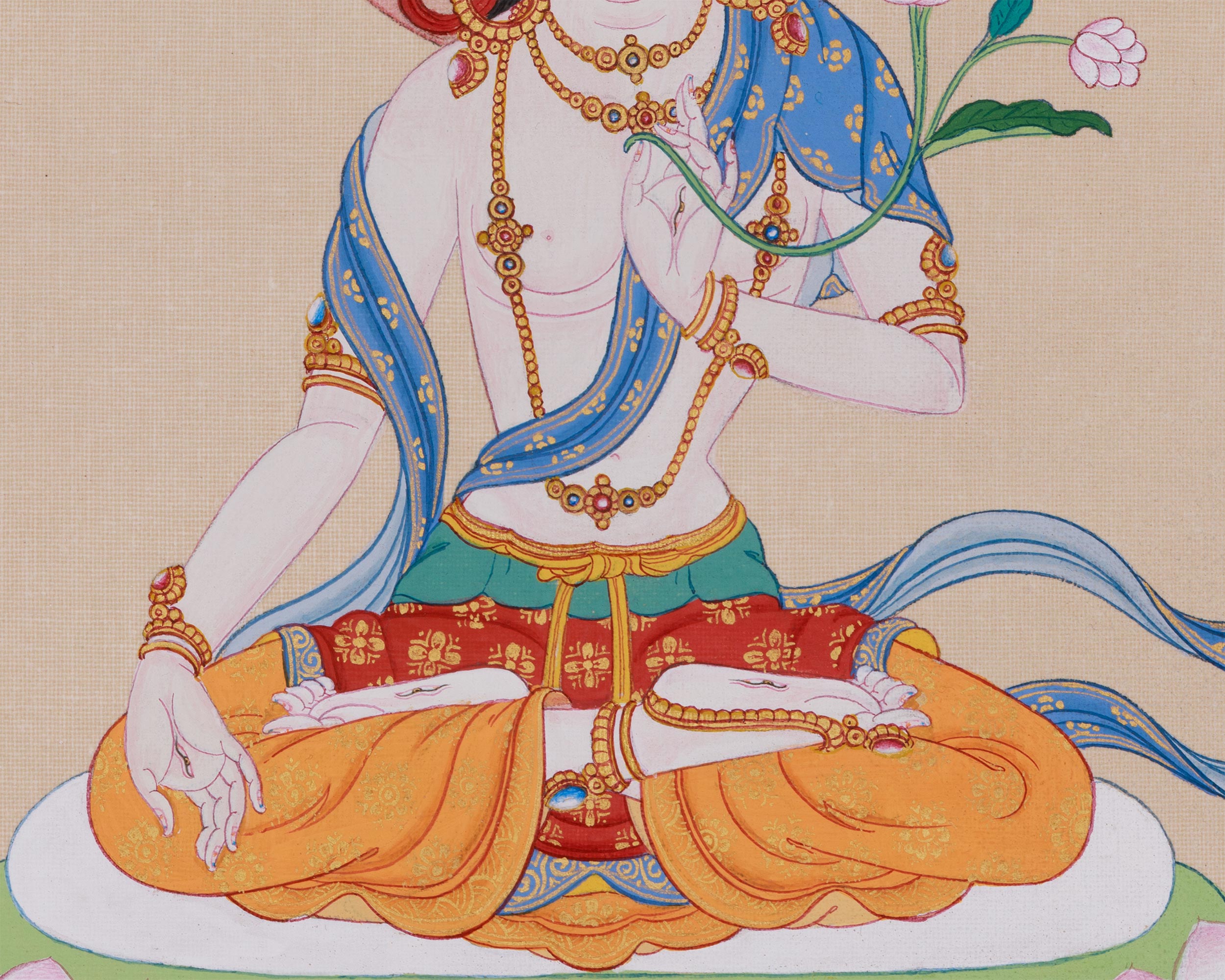 Beautiful Goddess White Tara Painting | Compact Artistry
