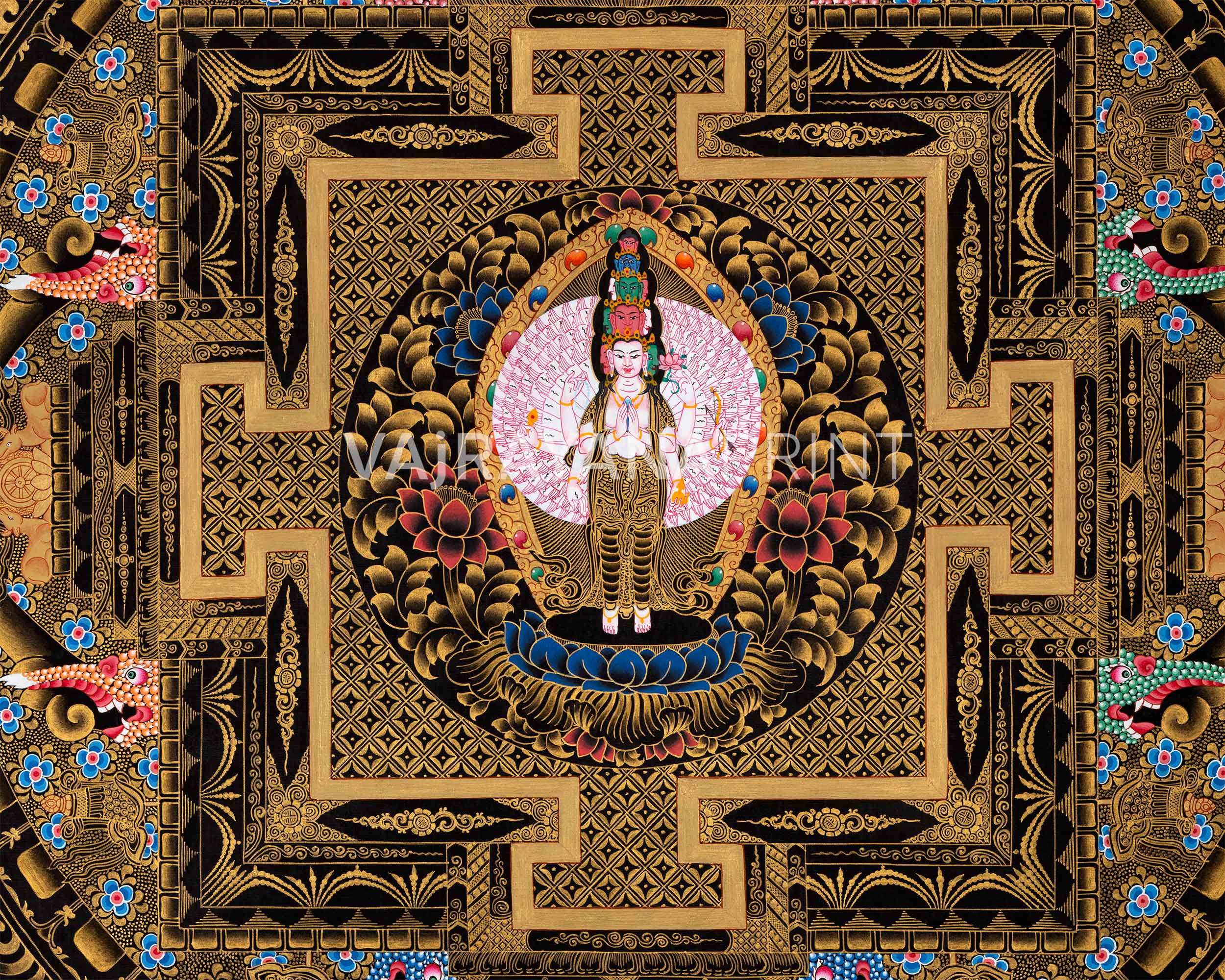 Avalokiteshvara Mandala Print For Practice Of Compassion | High Quality Giclee Print For Room Decor