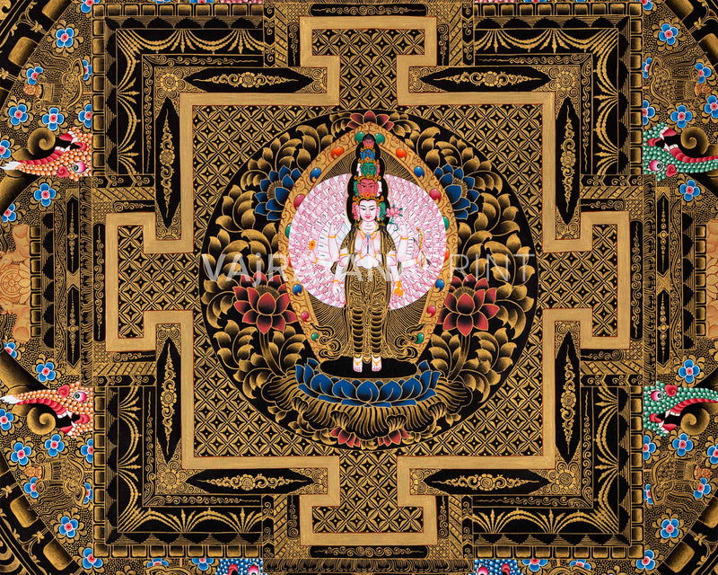 Avalokiteshvara Mandala Print For Practice Of Compassion | High Quality Giclee Print For Room Decor