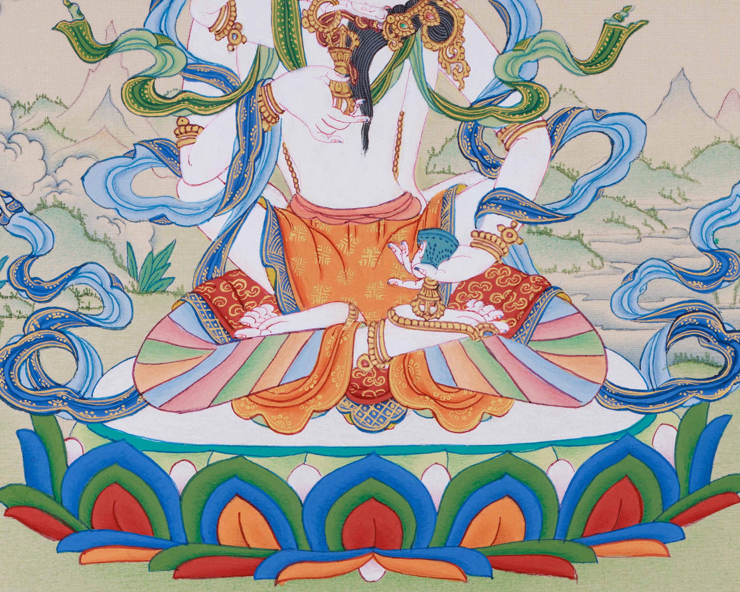 Thangka of Vajrasattva with Consort | The Buddha of Purification and Compassion