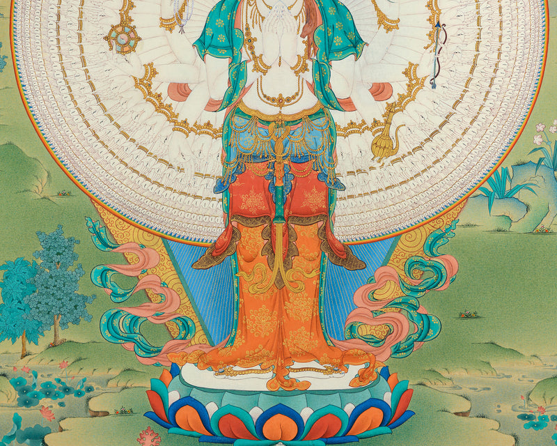 1000 Armed Chenrezig | Avalokiteshvara Thangka Print | Canvas Print