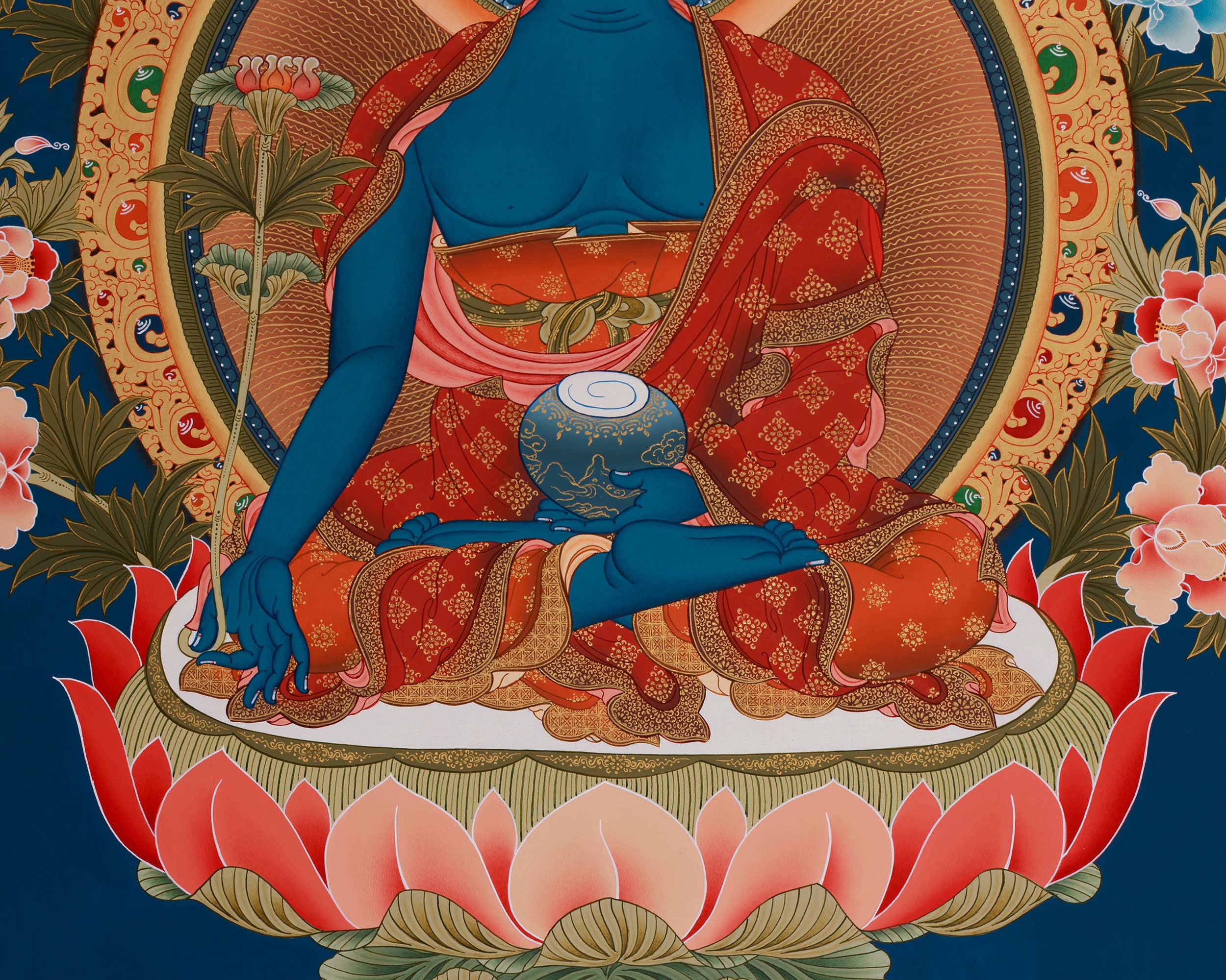 Thangka of Medicine Buddha (Bhaisajyaguru), The Supreme Healer