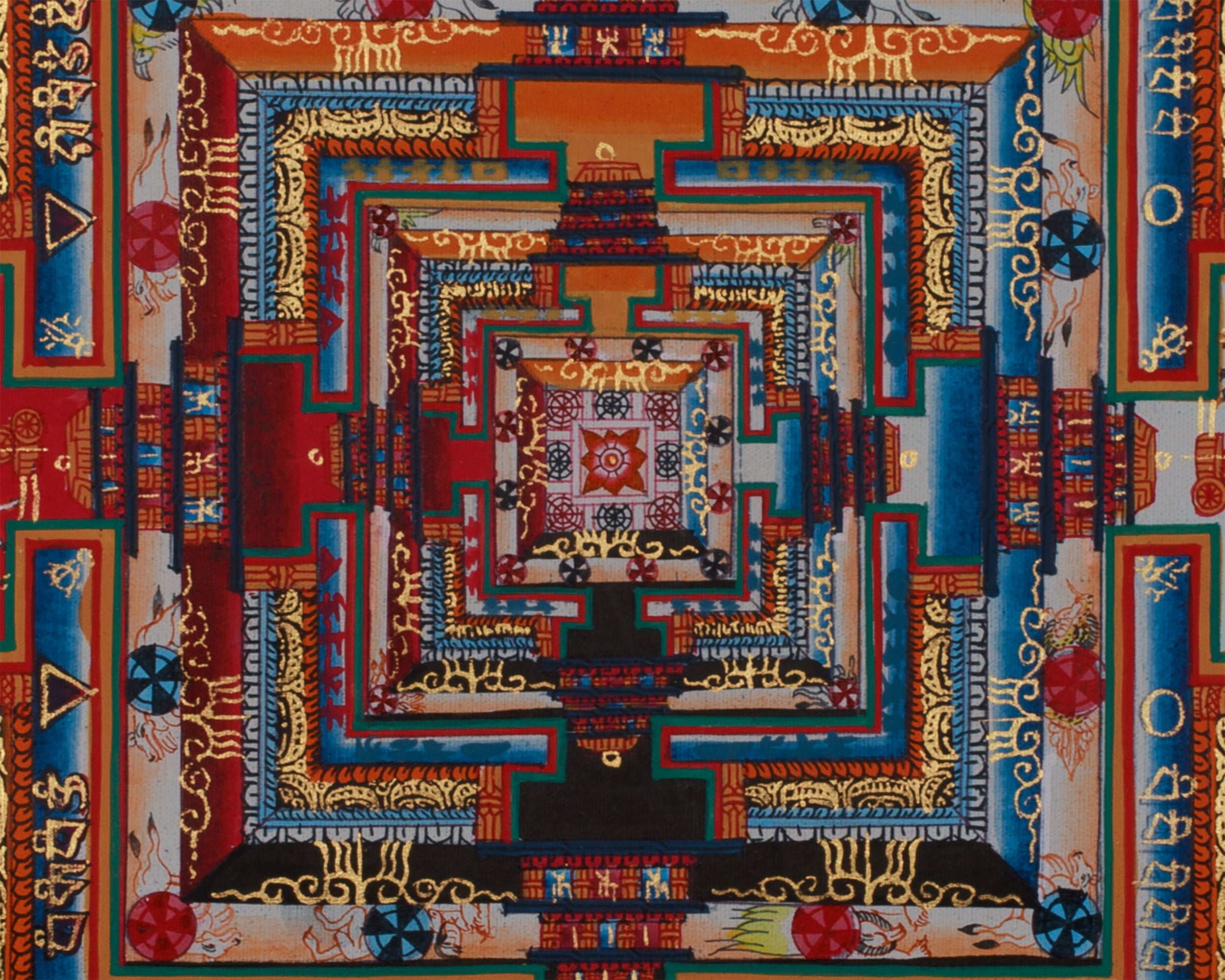 16 Inch Kalachakra Mandala | Wheel of Time | Tibetan Art for Balance and Healing