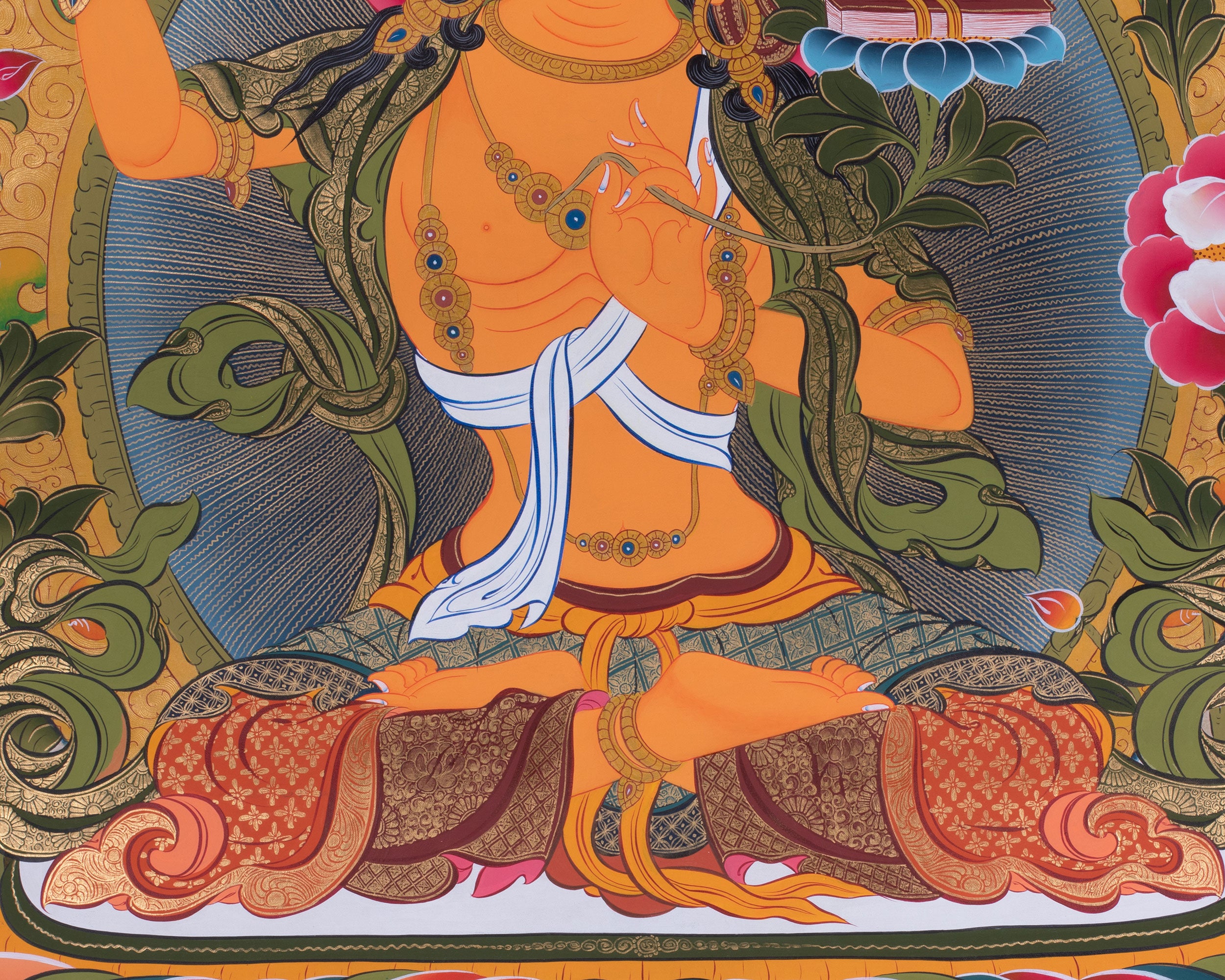 Original Hand-Painted Manjushri Bodhisattva Thangka | Tibetan Arts for Wall Hanging