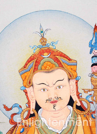 Sacred Guru Rinpoche Thangka | Authentic Tibetan Art for Spiritual Journey | Enlightened Teacher