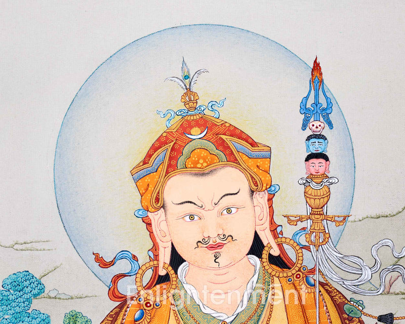 Sacred Guru Rinpoche Thangka | Authentic Tibetan Art for Spiritual Journey | Enlightened Teacher