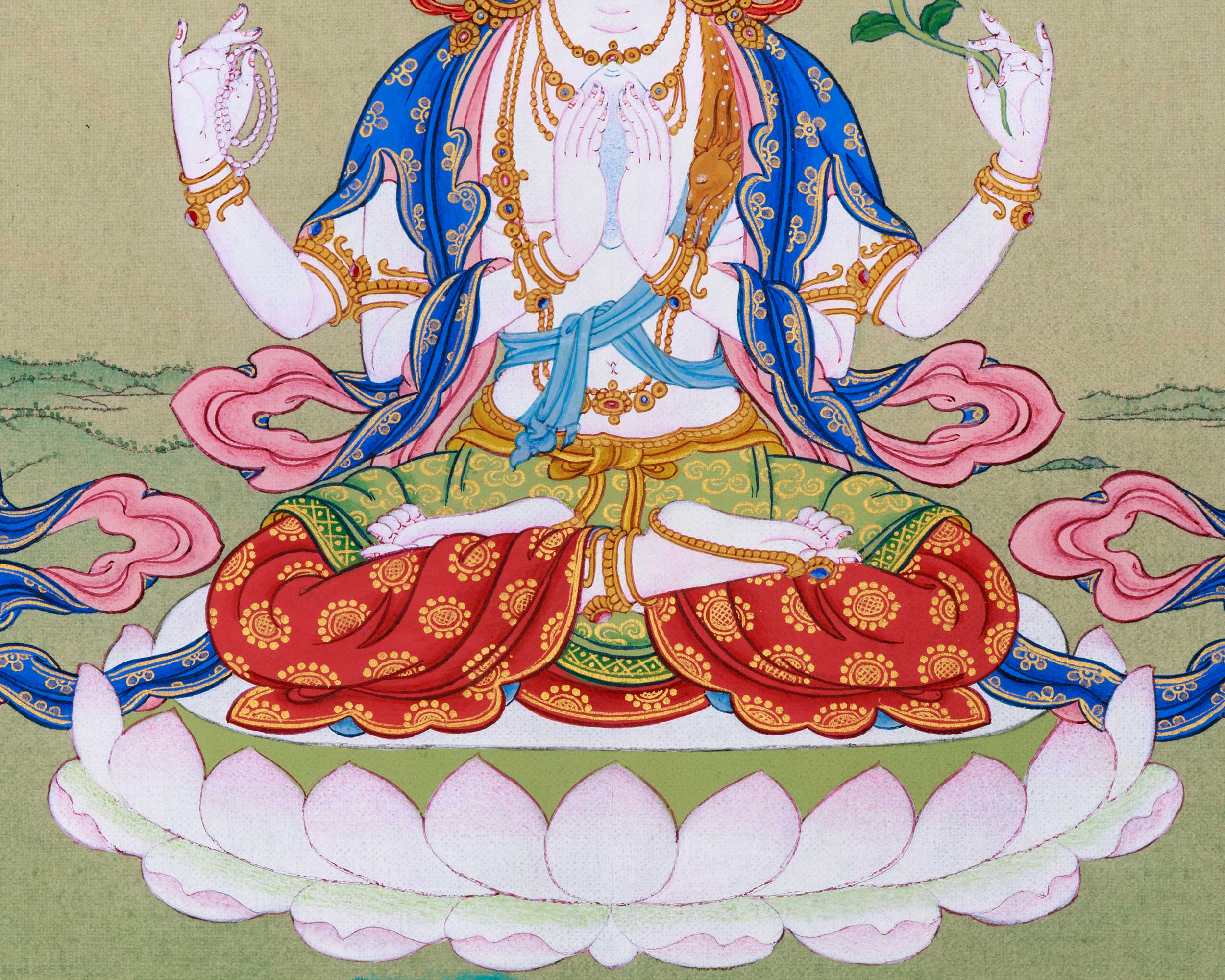 Small 13inched Thangka of Chenresig