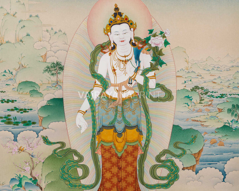 Trinity of Enlightenment: Shakyamuni Buddha, Green Tara, Avalokiteshvara |  Exclusive Karma Gadri Art Prints