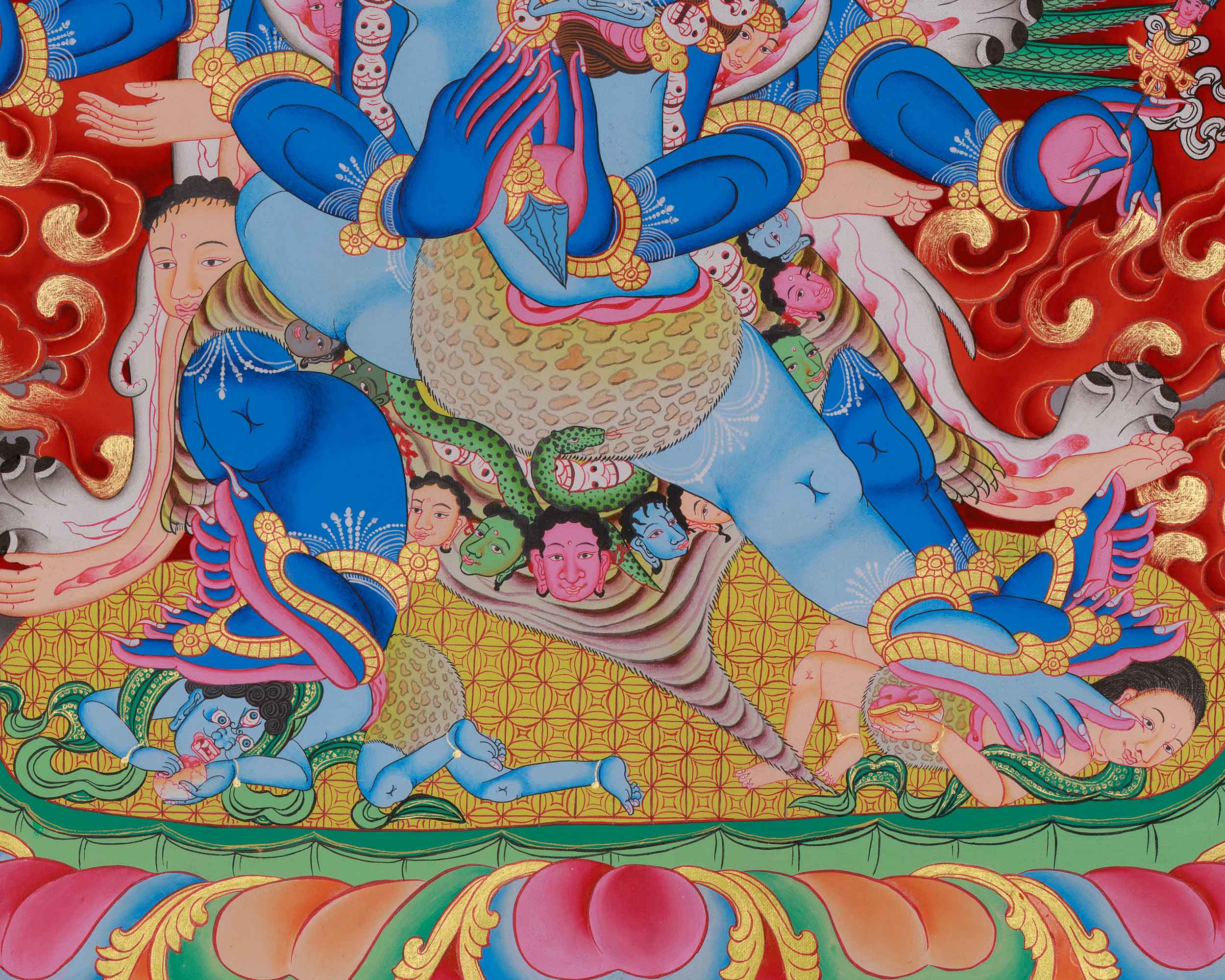 Wrathful Deity Vajrakilaya with Samantabhadra Thangka | Destroyer of Negativity