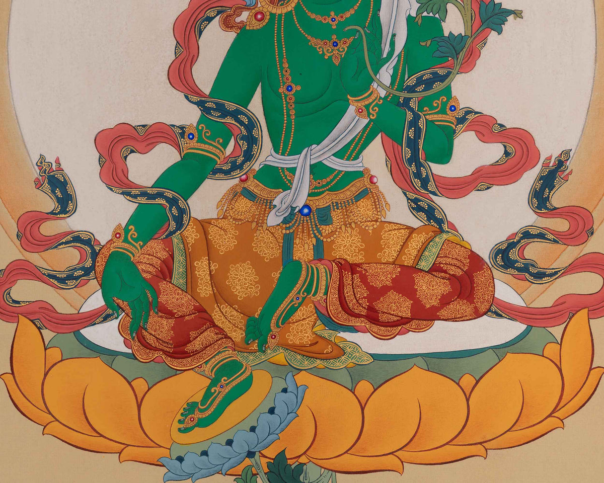 Green Tara Himalayan Artwork | Compassionate Goddess of Swift Protection and Liberation