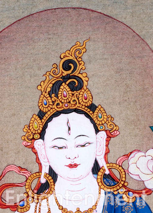 Buddhist White Tara Thangka | Handpainted Traditional Artwork | Vajrayana Painting