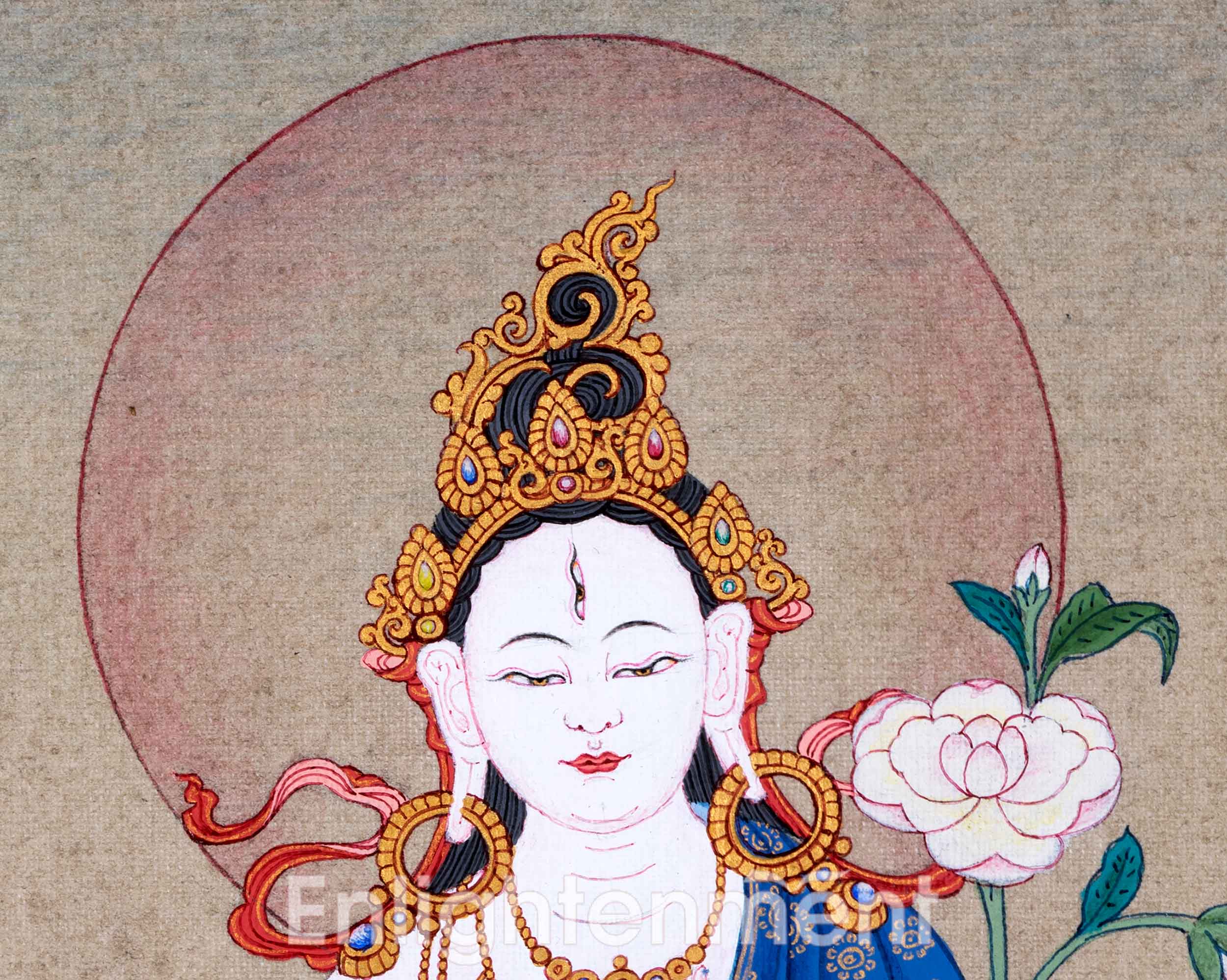 Buddhist White Tara Thangka | Handpainted Traditional Artwork | Vajrayana Painting