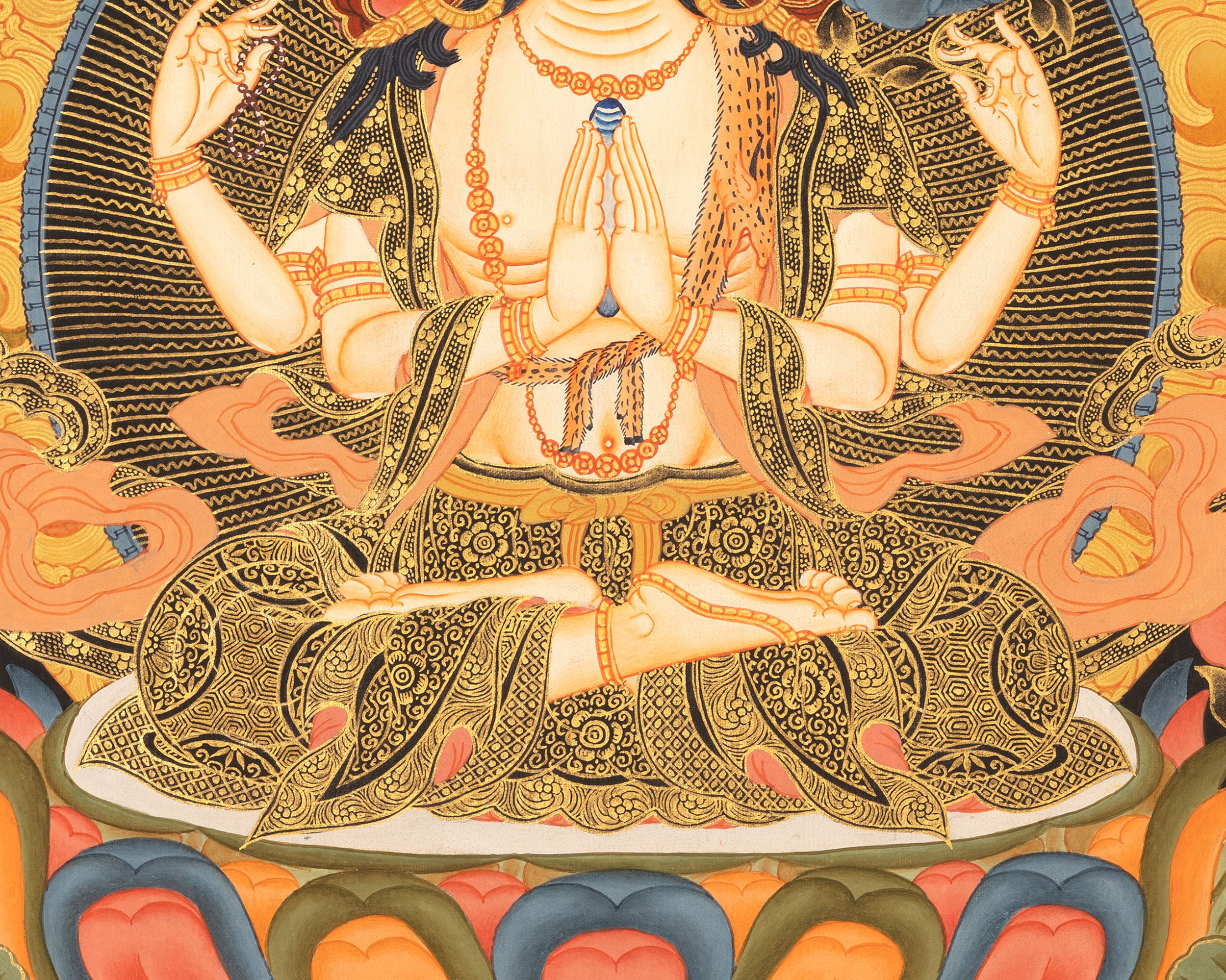 Four Armed Chenrezig Thangka | Tibetan Avalokiteshvara of compassion
