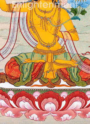 Tibetan Manjushri Thangka Painting | The Wisdom Deity Art for Spiritual Enlightenment | Hand Painted Artwork