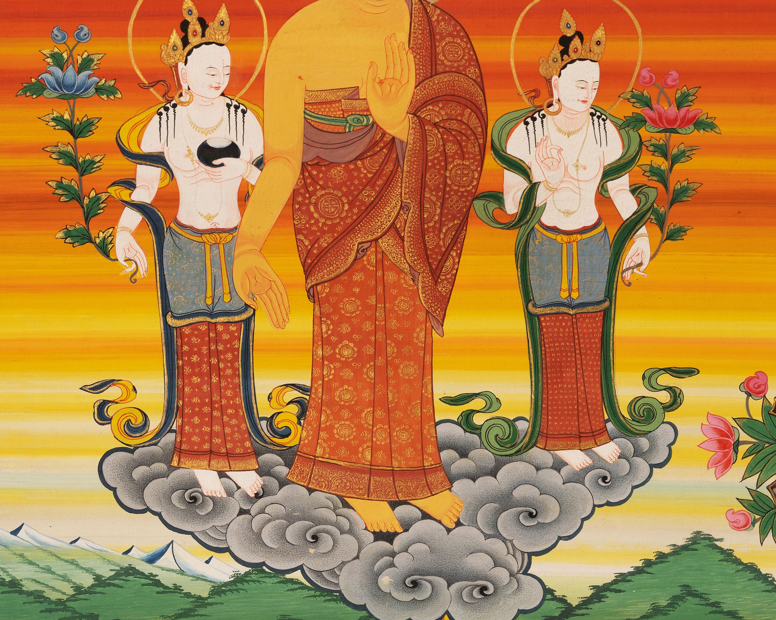 Hand-Painted Dipankara Buddha Thangka | Enlightened One of the Past