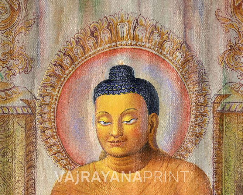 Graceful Shakyamuni Buddha Standing Thangka Print | Traditional Artwork for Decor