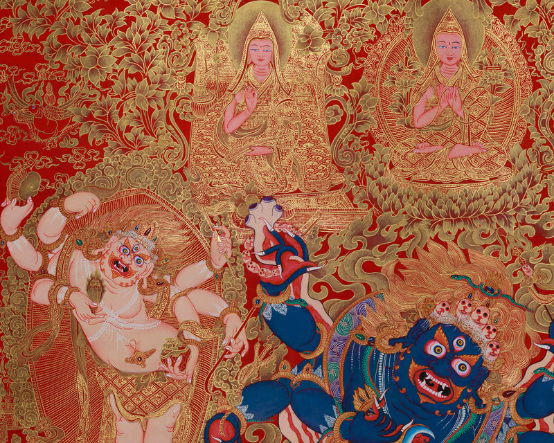 Golden Fury, The Mighty Mahakala Protector in Six-Arms | A Powerful Guardian of Spiritual Enlightenment