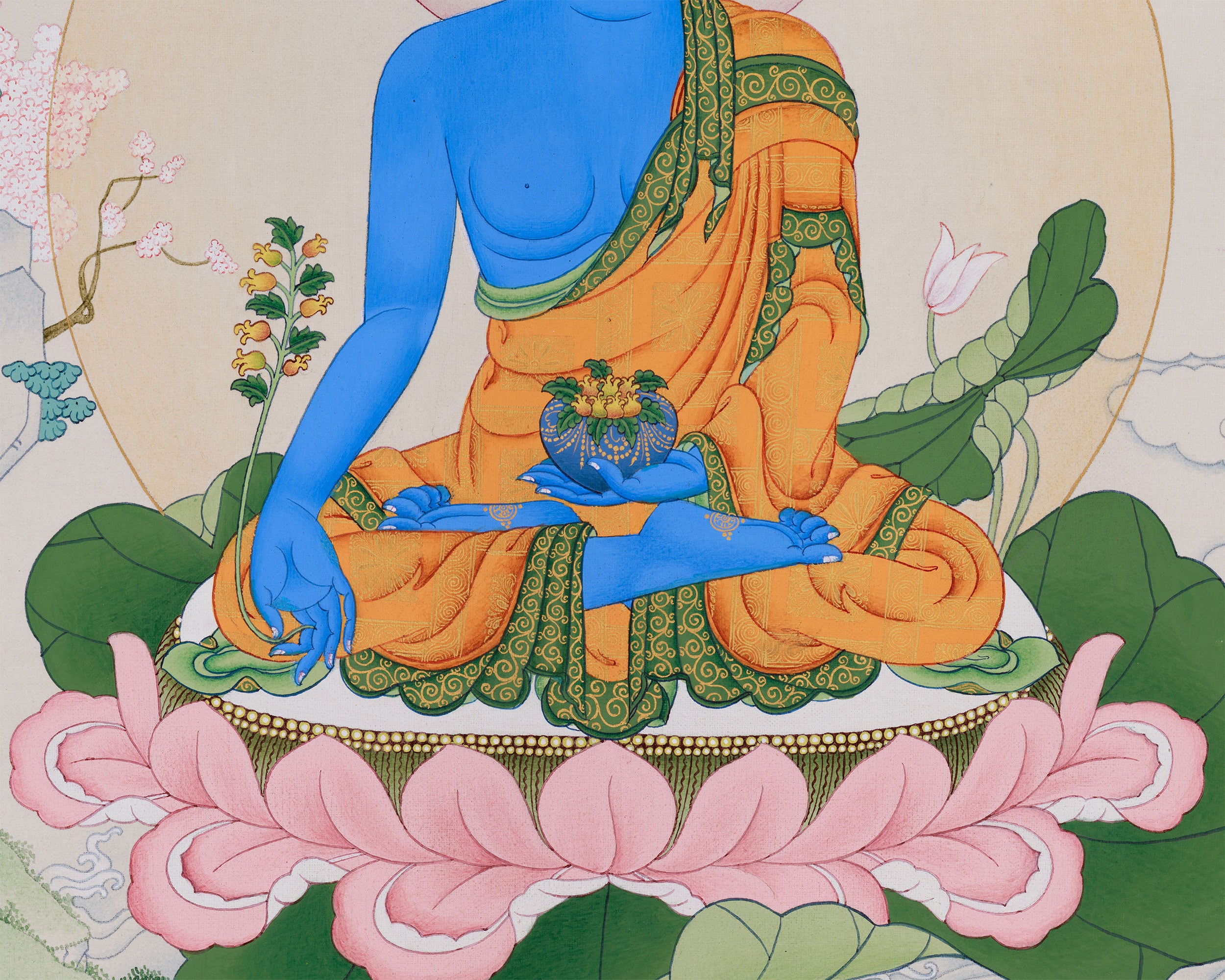 Bhaisajyaguru Thangka Print | Medicine Buddha of Healing and Protection