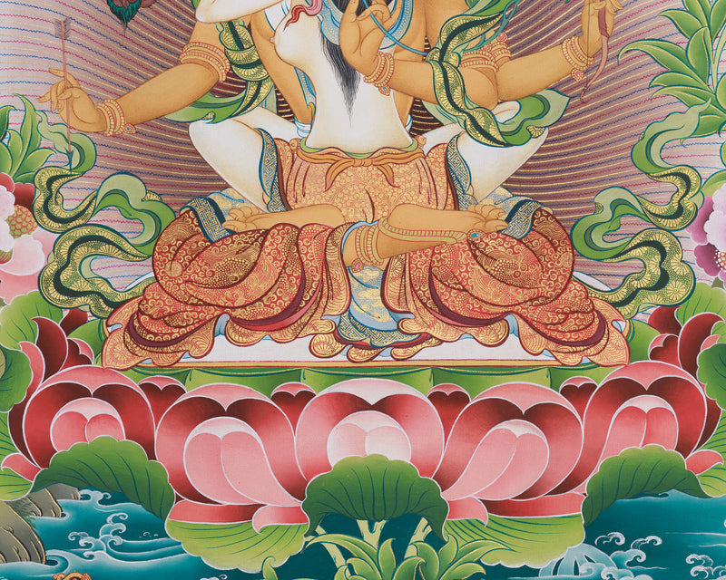 Bodhisattva of Wisdom (Manjushri) with Consort | Giclee Cotton Canvas Print