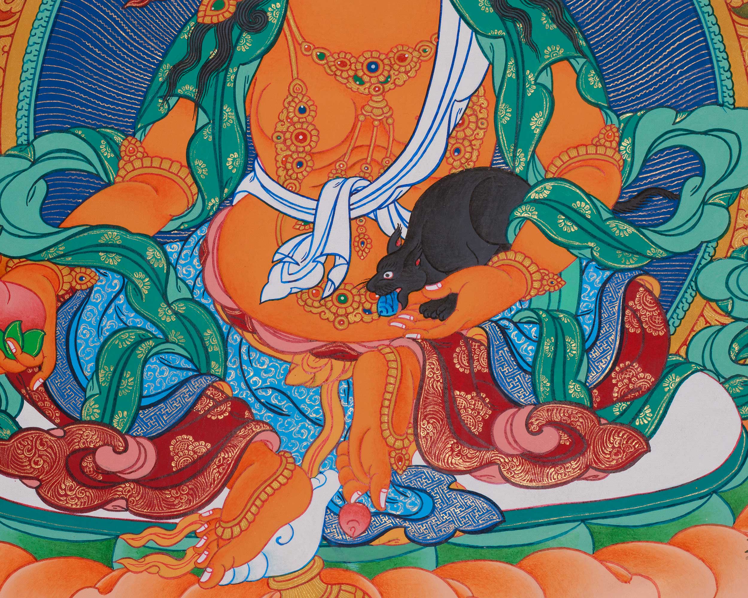 Yellow Jambhala Painting | The Wealth Deity of Prosperity and Abundance