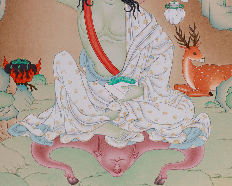 Milarepa, The Great Yogi | Hand-Painted Buddhist Thangka