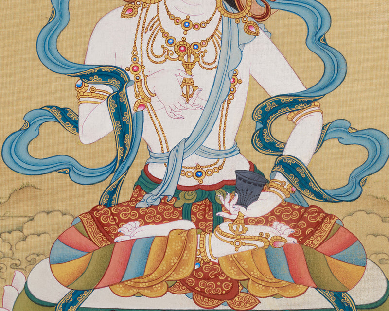 Sacred Vajrasattva Thangka | Purification and Healing Buddha | Natural Stone Colors