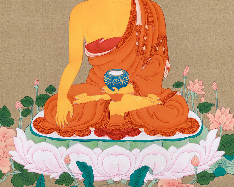 Dhyani Buddha Shakyamuni Meditation Thangka | Tibetan Buddhist Artwork