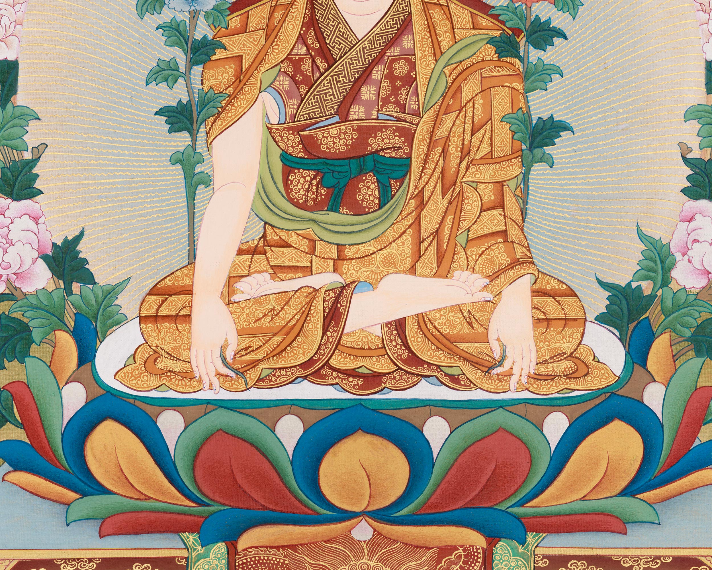 Original Longchenpa Thangka | 14th-century Nyingma Dzogchen Master in Tibetan Buddhism