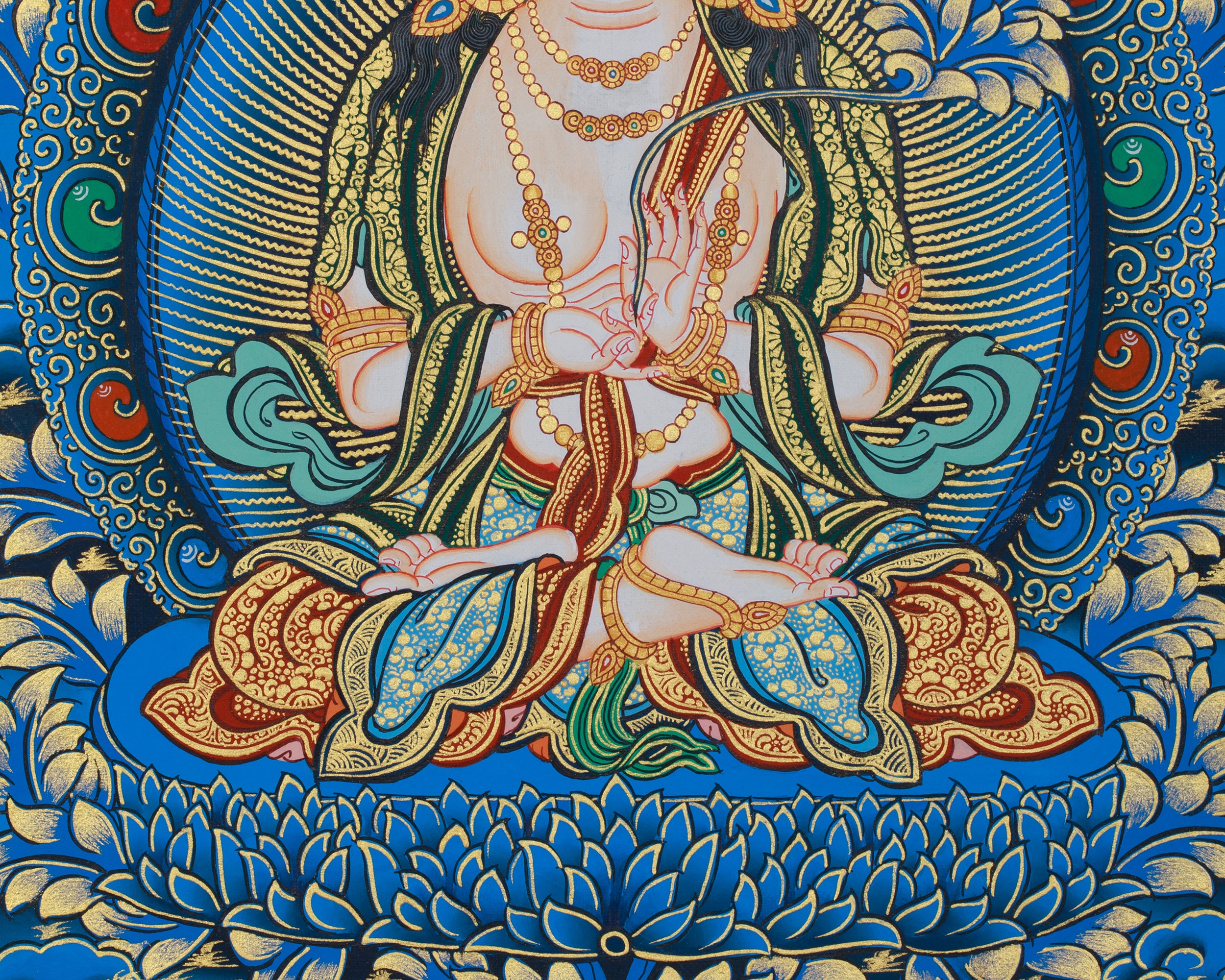 Jnanasattva Manjushri Thangka | A Sacred Tibetan Art of Wisdom & Enlightenment