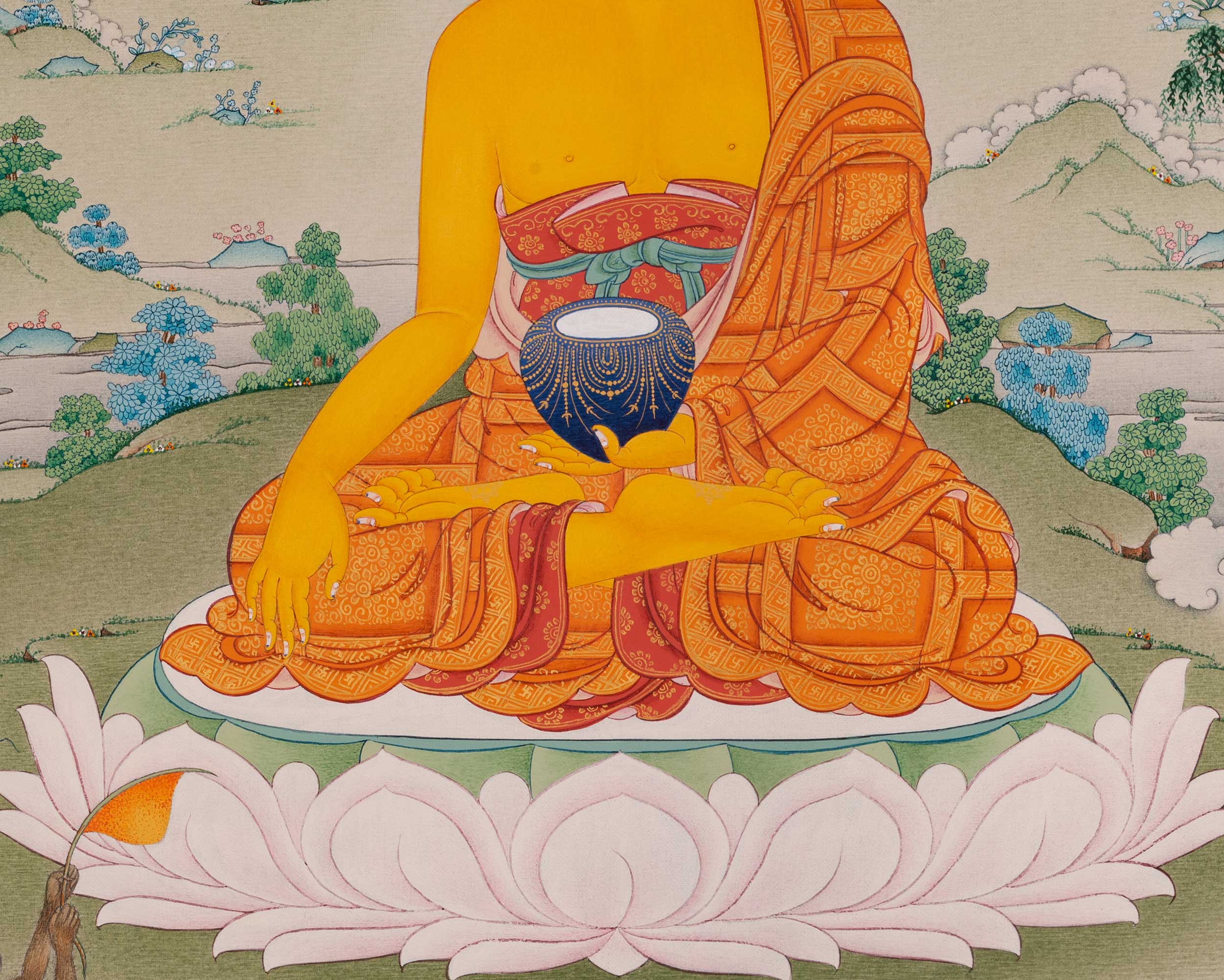 Siddhartha Gautama Digital Print Artwork | Buddha Shakyamuni on Canvas | Thangka Print for Spiritual Awakening