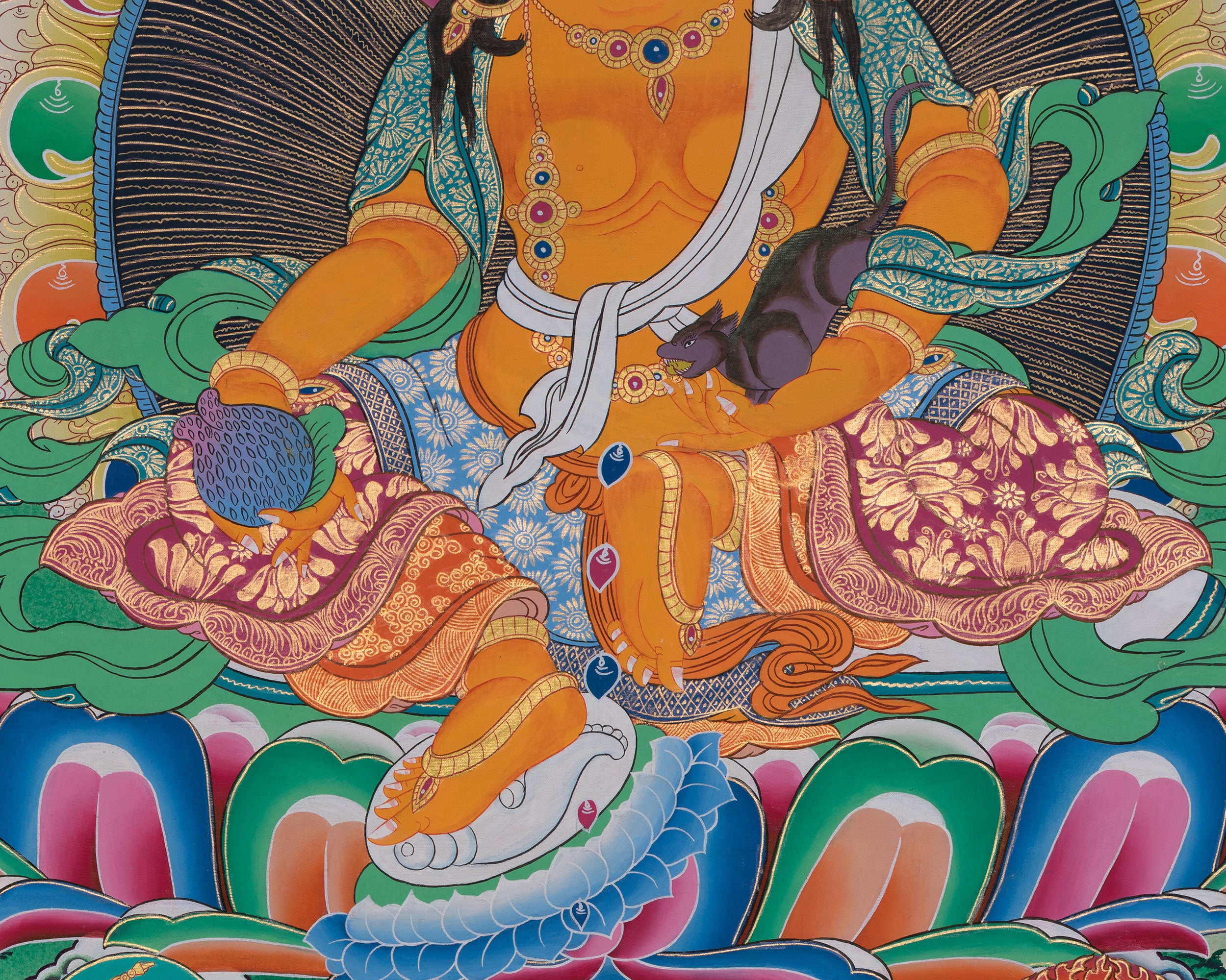 The Five Dzambhala Thangka | Sacred Symbol of Prosperity and Protection