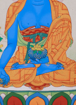 Tibetan Bhaisajyaguru Thangka | Symbol of Healing and Compassion
