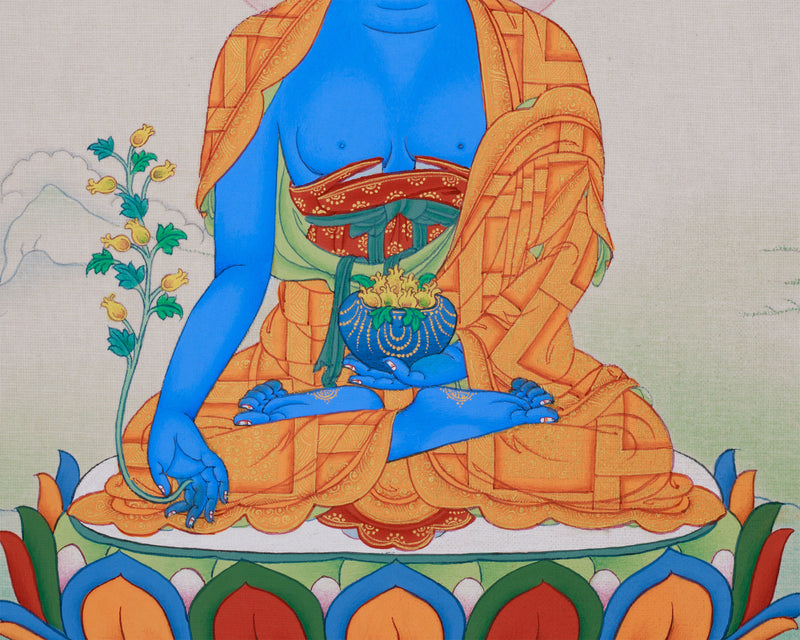 Tibetan Bhaisajyaguru Thangka | Symbol of Healing and Compassion