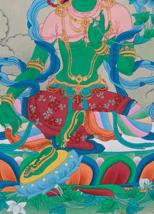 Buddhist Shyama Tara Thangka | Green Tara, The Enlightened Goddess of Compassion