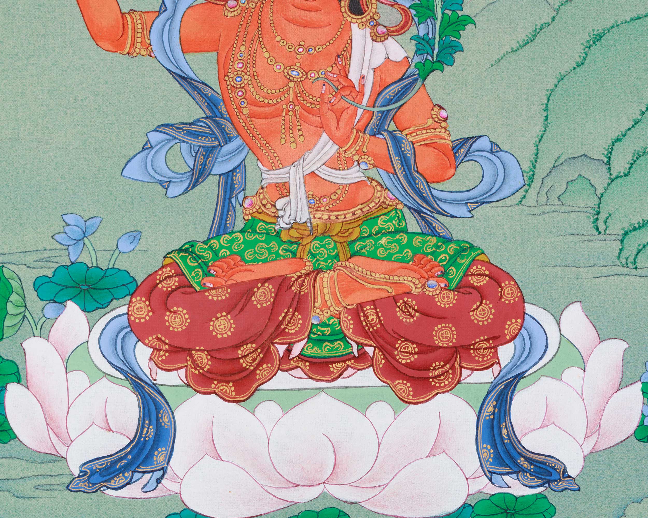 Vajrayana Deity Manjushri Thangka | Bodhisattva of Wisdom