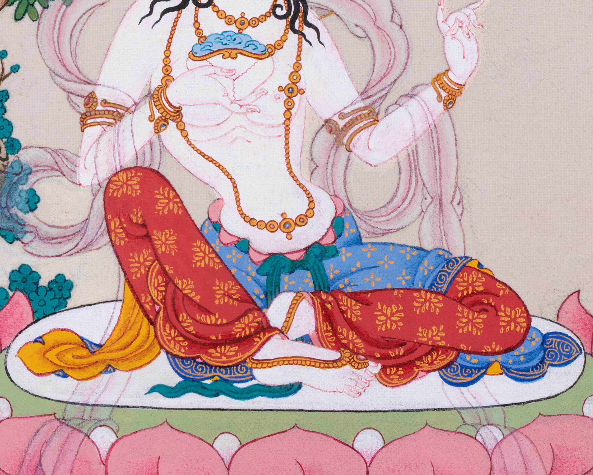 Small Sukhasiddhi Thangka | Buddhist Hand Painted Art | Religious Gift Ideas