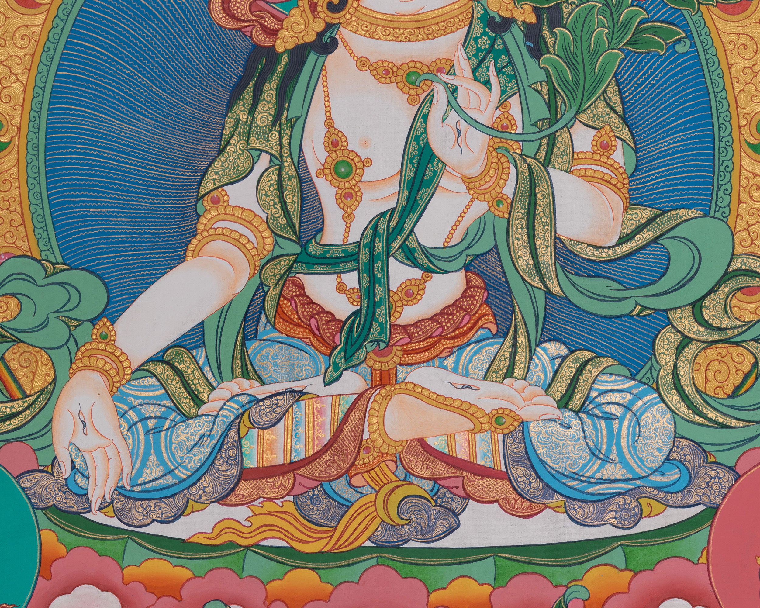 Female Bodhisattva White Tara Thangka | Symbol of Compassion and Long Life