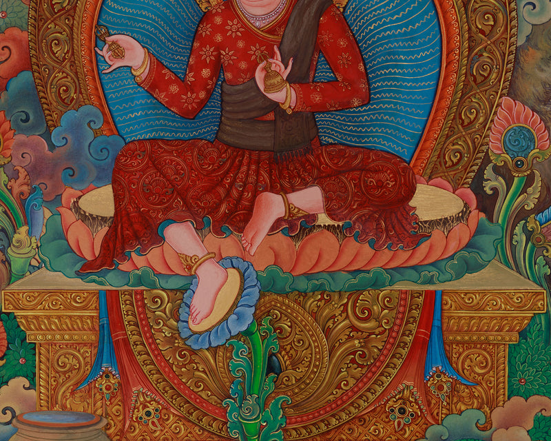 Primordial Buddha Vajrasattva Thangka | Traditional Pauba Art for Meditation and Sacred Spaces