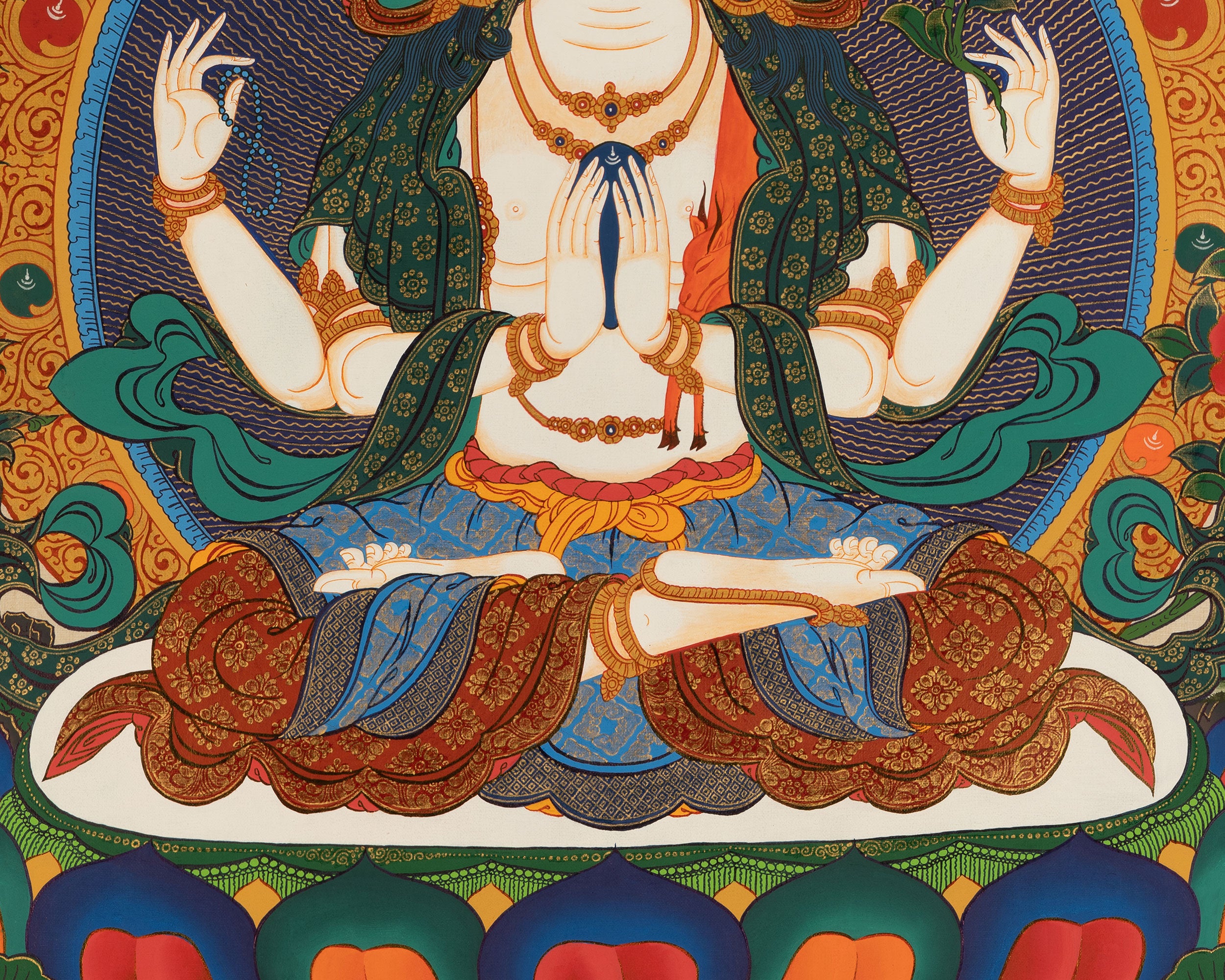 Bodhisattva Avalokitesvara Thangka | Handpainted Religious Painting