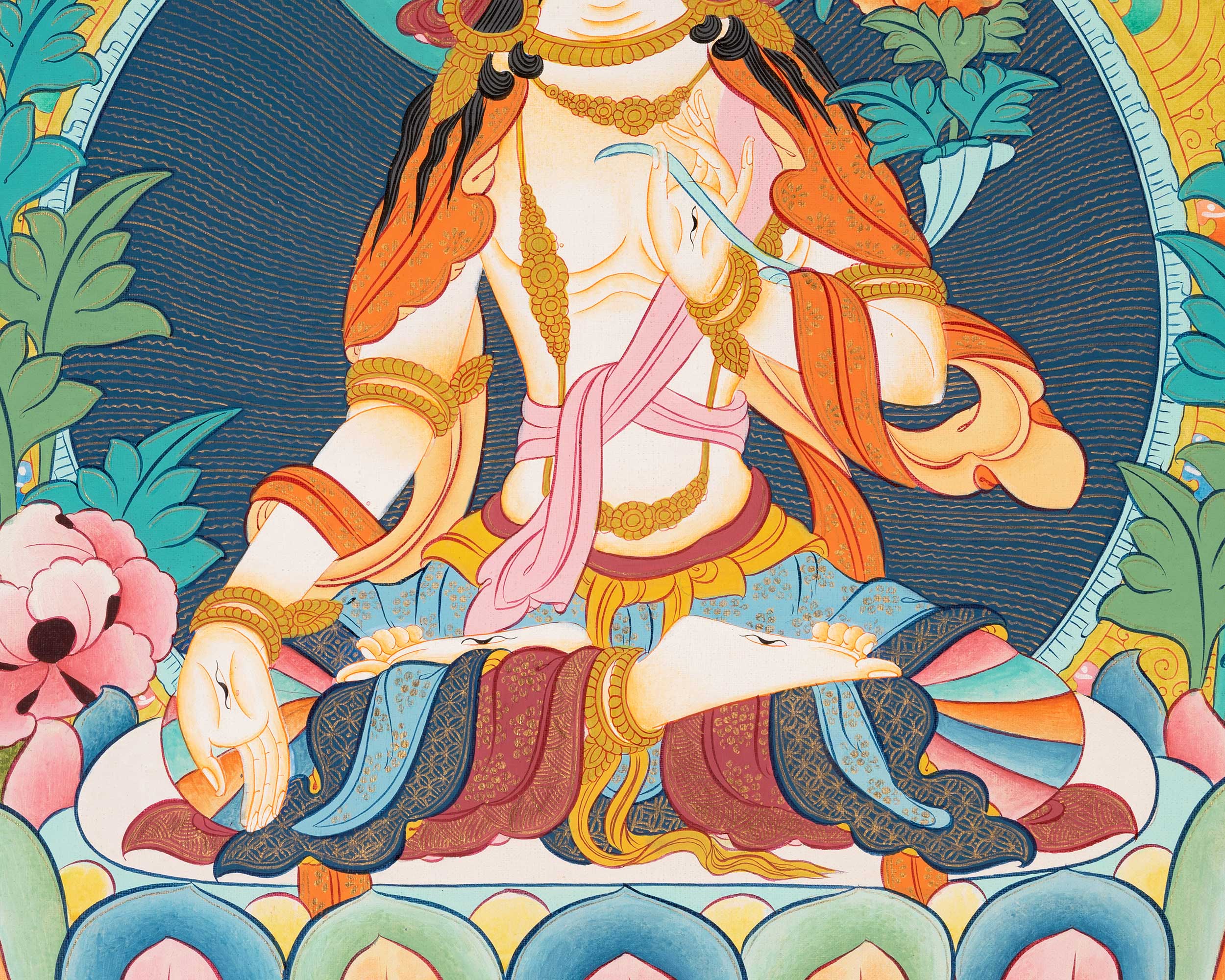 White Tara | Female Bodhisattva Thangka | Religious Buddhist Paint