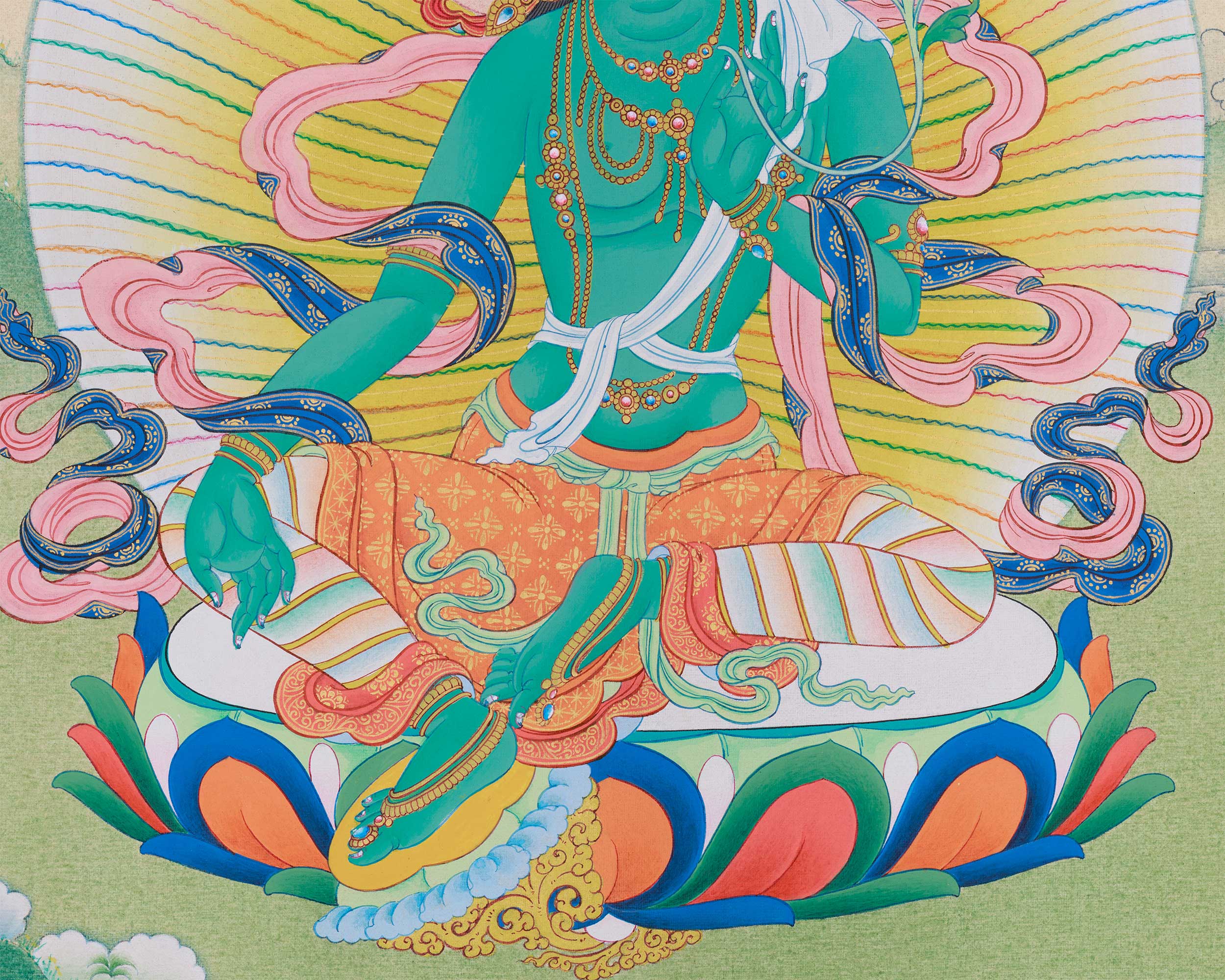 Female Bodhisattva Green Tara Thangka | Mother of Liberation