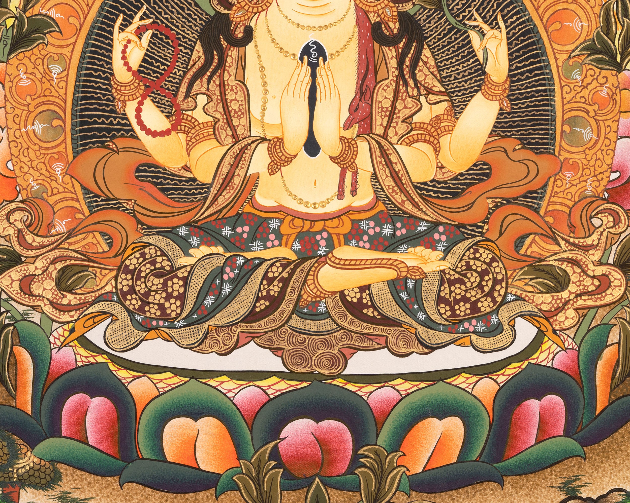 4 Armed Avalokiteshvara Painting | Sacred Buddhist Art of Infinite Compassion