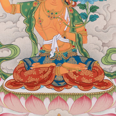 Sacred Compact Manjushri Thangka | Wisdom, Insight & Spiritual Awakening