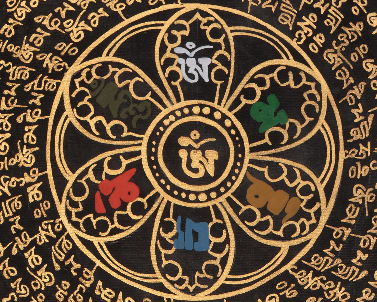 Mantra Mandala Buddhist Thangka | Sacred Mantra Visualization Artwork