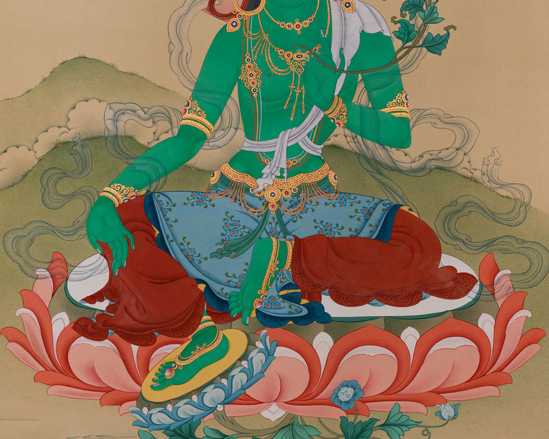 Majestic Large Shyama Tara Thangka | The Swift Liberator & Mother of All Buddhas