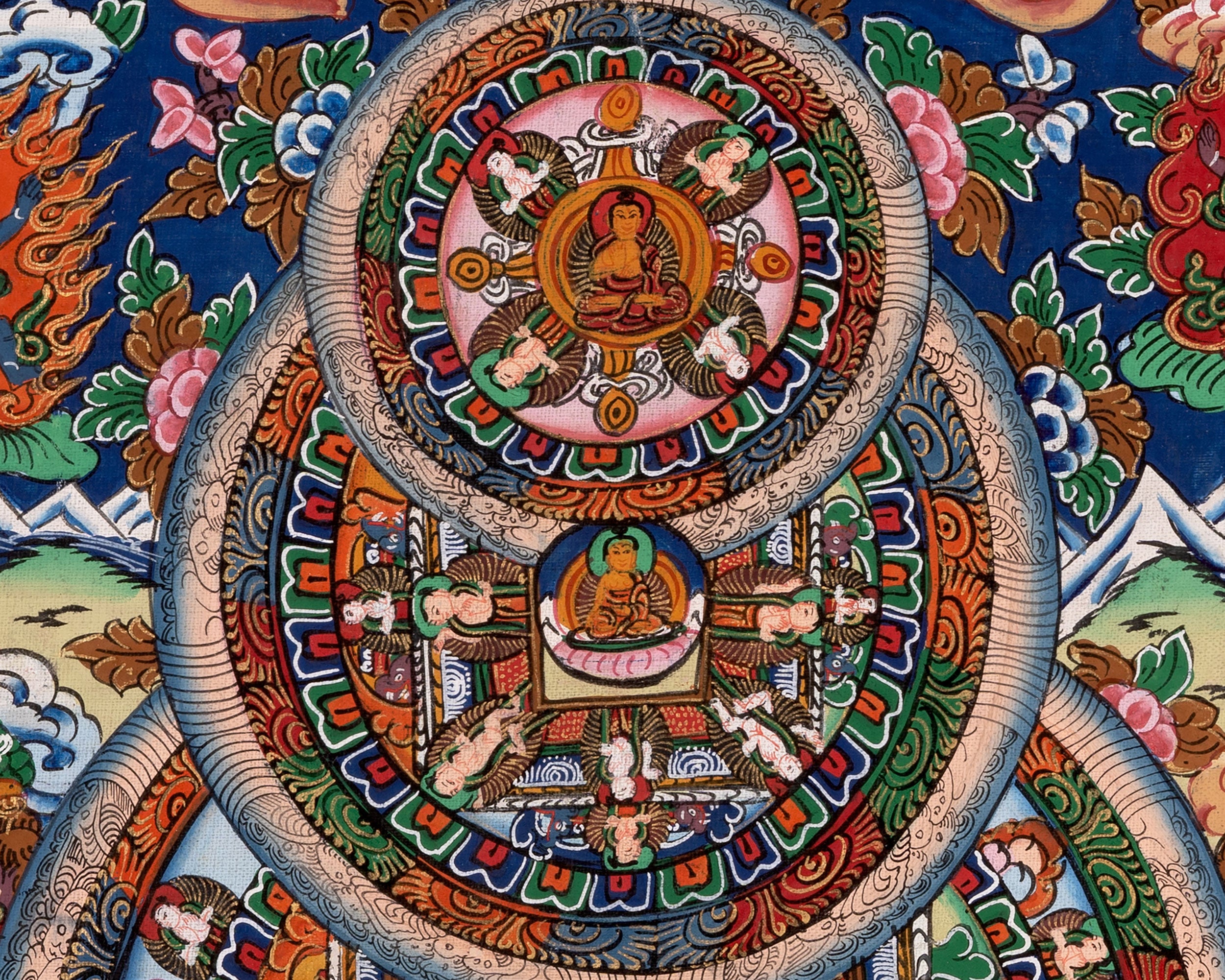 Three Wheel Mandala | Dipankara, Shakyamuni & Maitreya Buddha Art