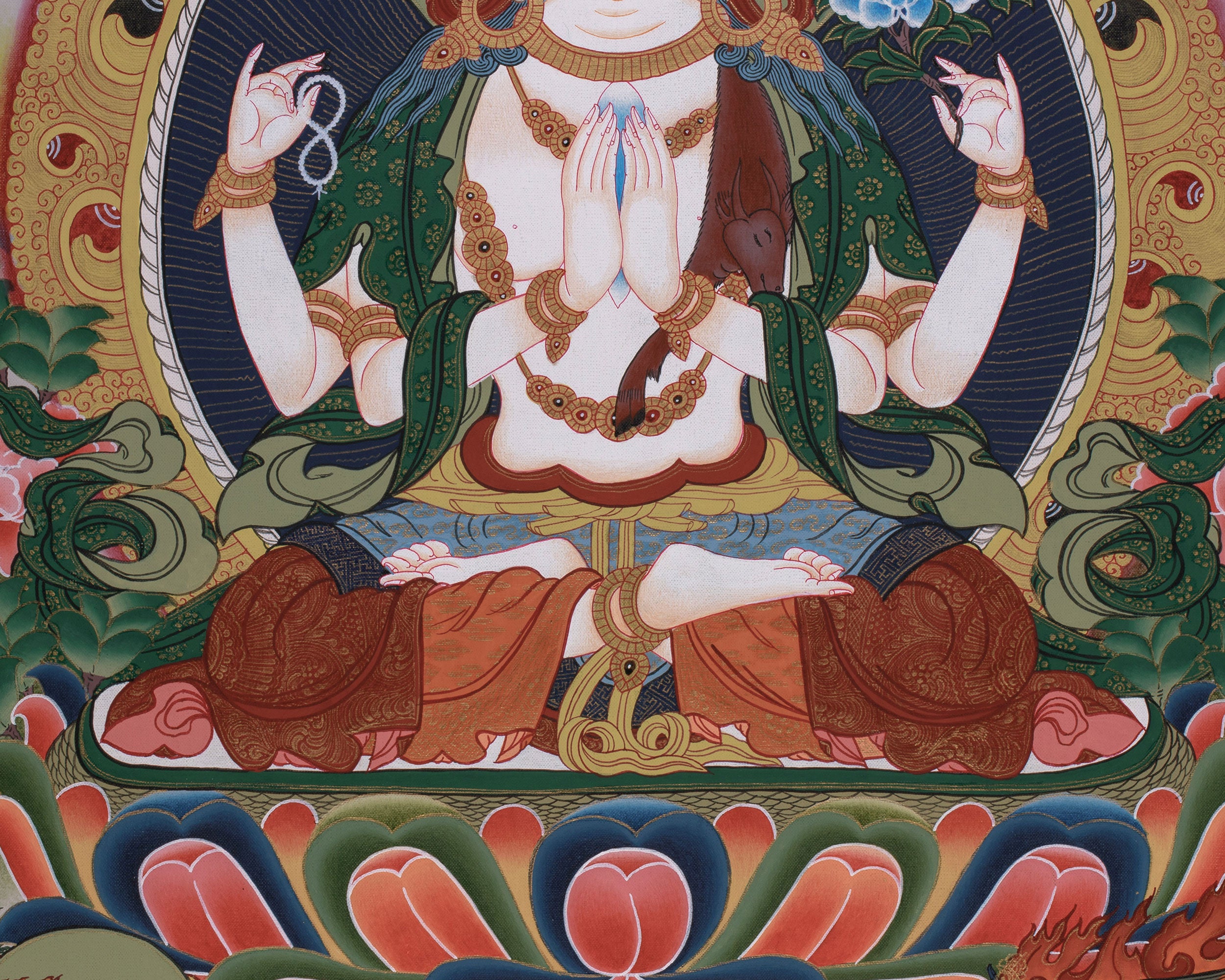 Chenrezig, Manjushri, and Vajrapani Thangka | The Trinity of Enlightenment